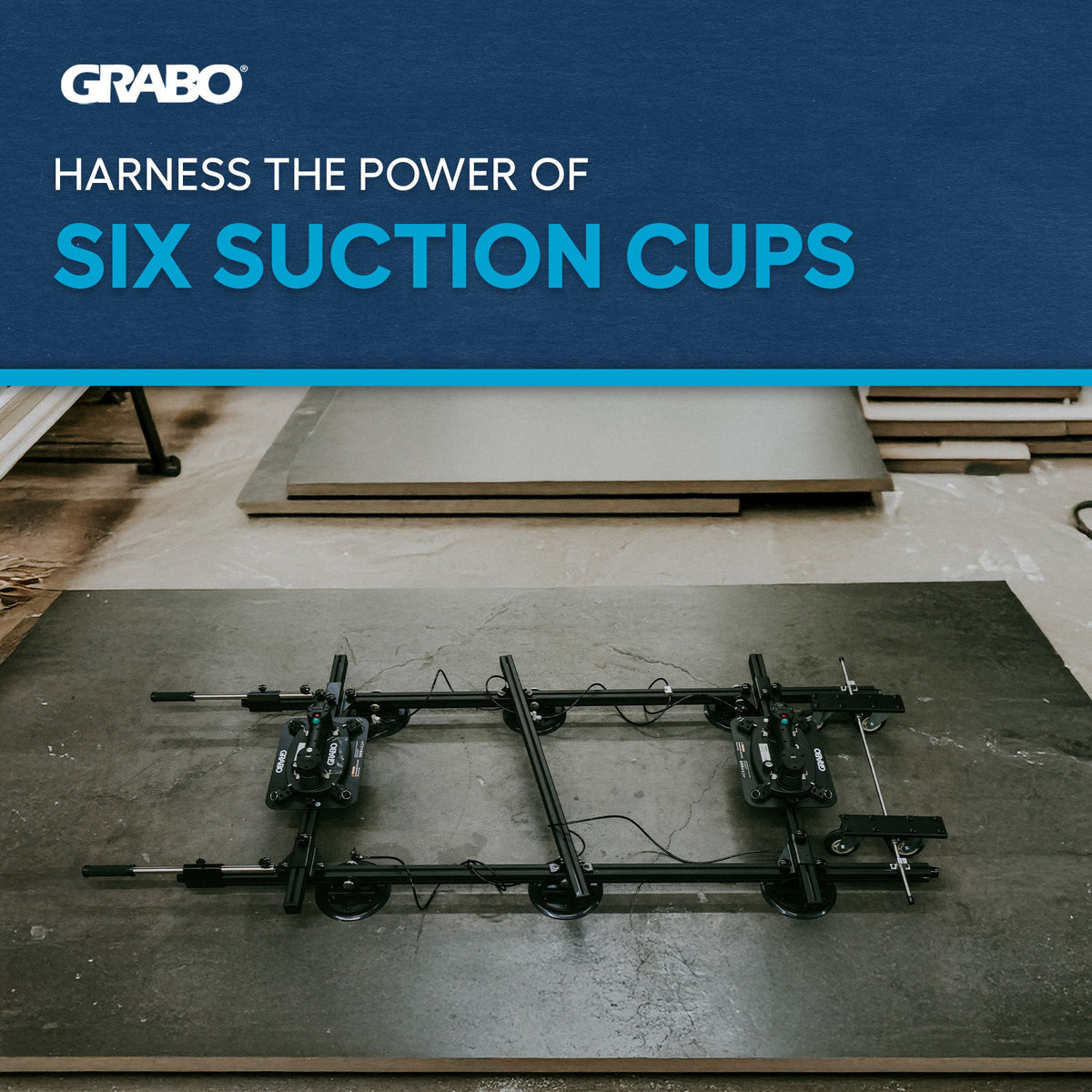GRABO Panel Pro Kit with 2 V2 Suction Gripsters, 6 Cups, 440 lb